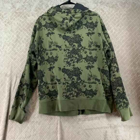 Empyre Mens M Hoodie Sweatshirt Army Green Camo Full Zip Distressed VNT Y2K - Picture 10 of 13